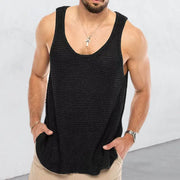 Men's Summer Knit Sleeveless Tank Top - Breathable Style