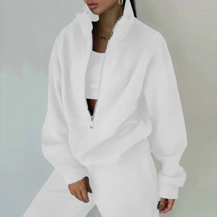 Women Zipper Hooded Tracksuit Sports 2 PCS Sets Sweatshirts Pullover Hoodies Pants Suit Home Sweatpants Trousers Outfits NEW