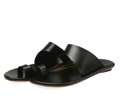 Solid Color Flat Sandals - Fashion Flip Flops