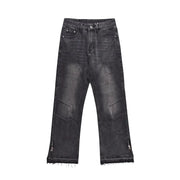 Loose-Fit Washed-Out Jeans with Punk Design Details