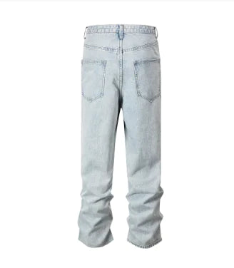 Ripped Frayed Stitching Baggy Jeans Pants
