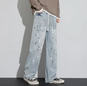 Retro Graffiti Distressed Jeans