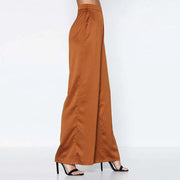 High-Waisted Casual Wide-Leg Pants in Camel Color
