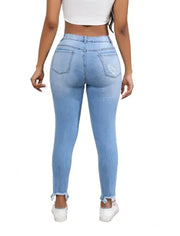 Stylish Ripped Embroidered High Stretch Jeans