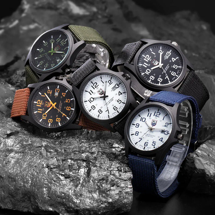 Canvas Strap Quartz Watch with Calendar Function