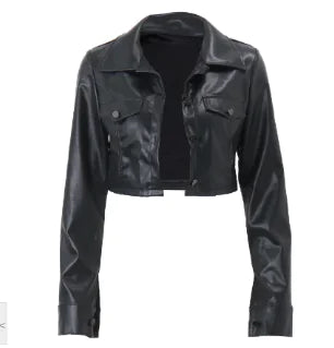 Premium Cropped Leather Jacket for Women - Clarice