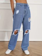 Women's Ripped High Waist Baggy Denim Jeans