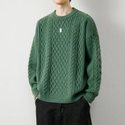Twist Weave Round Neck Sweater For Men