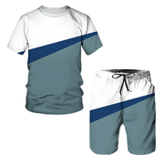 3D Printed Summer Stripe 2-Piece Men's Gym Suit