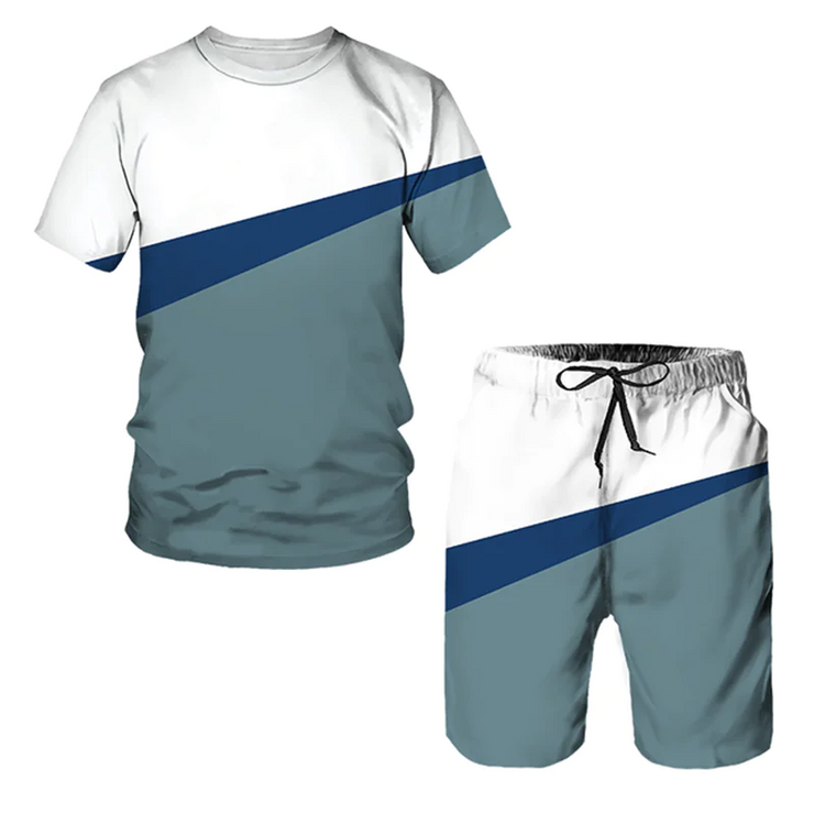 3D Printed Summer Stripe 2-Piece Men&