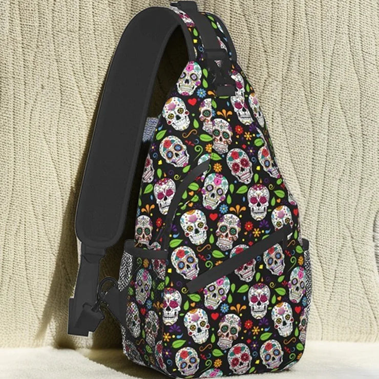 Skulls Sling Backpack - Crossbody Shoulder Gym Bag
