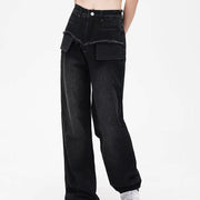 Retro Distressed Straight-Leg Jeans for Women
