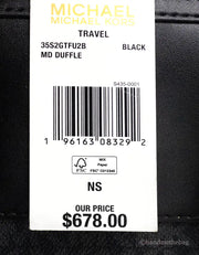 Michael Kors Travel Medium Black Signature PVC Duffle Crossbody Handbag