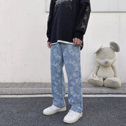 High Street Retro Distressed Baggy Jeans