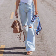 High Waist Water Washed Wide-Leg Jeans for Women