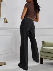 Women's Black High Rise Ripped Straight Leg Jeans