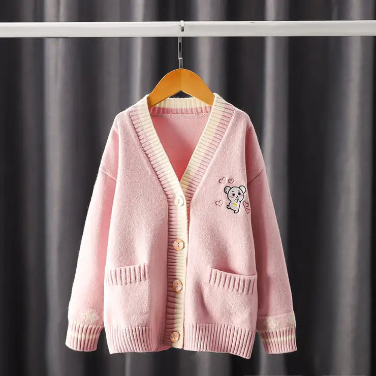 Embroidered Knit Sweater Cardigan for Girls
