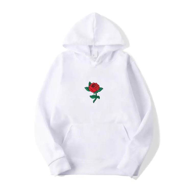 Rose Print Unisex Fashion Hooded Sweatshirt