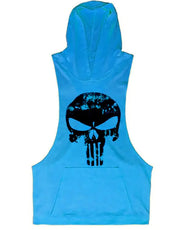 Men's Summer Vest with Skull Pattern Gym Hoodie