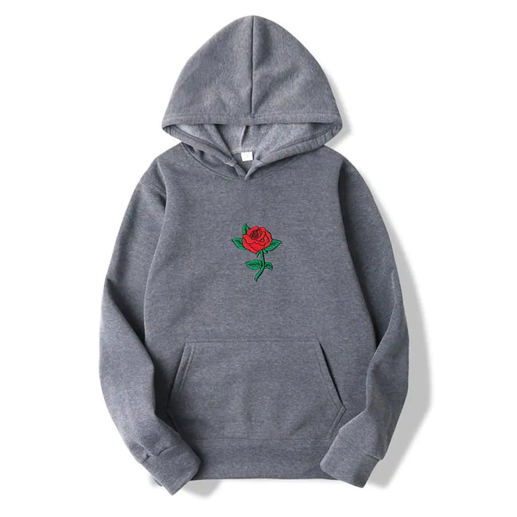 Rose Print Unisex Fashion Hooded Sweatshirt