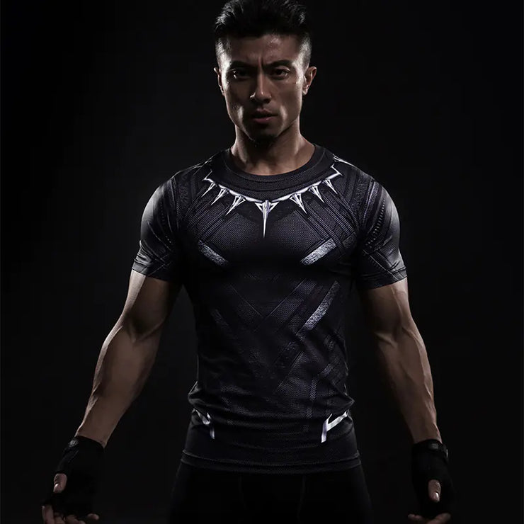 Black Panther Captain America Compression Sports Shirt