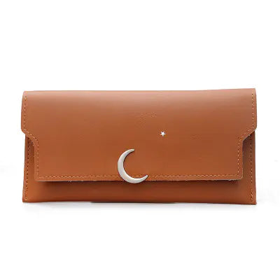 Star Moon Rivet Zipper Soft Leather Wallet