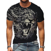 3D Printed Lion Pattern Men's Casual T-shirt (Large Size)