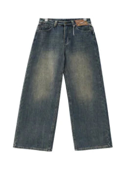 Distressed High Waist Loose Wide-Leg Straight Jeans