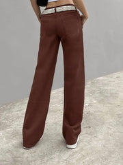 White Floral Print High Waist Baggy Fit Jeans for Women