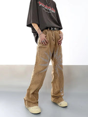 Men's Loose Fit Hip Hop Star Embroidered Jeans