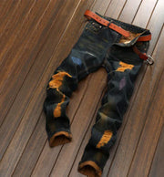 Men's Distressed Straight Leg Vintage Denim Jeans