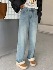 Retro Blue Pear-Shaped High Waist Velvet Pants