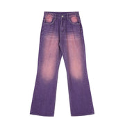 Street Washed Distressed White Purple Jeans for All