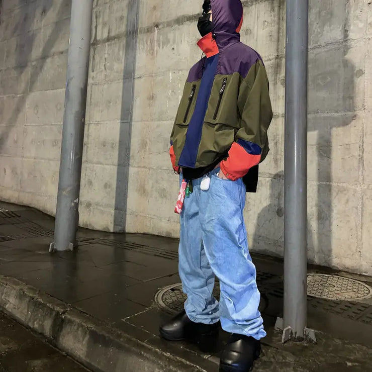 Vintage Washed Irregular Pleated Jeans