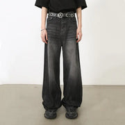 Men's Retro Tattered Wide Leg Denim Jeans