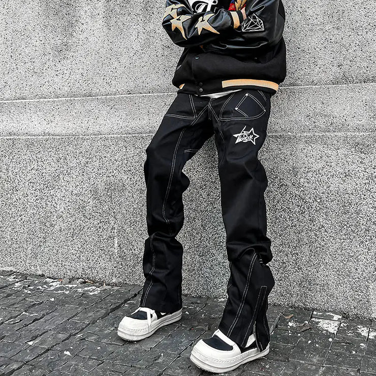 Vintage Loose Straight Fit Zip Jeans