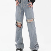 Women's Retro Ripped Jeans - American Summer Style