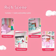 1 Set DIY Dollhouse Playset with 5 Rooms and Accessories