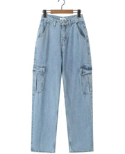 Washed Blue High Waist Wide-Leg Jeans for Women