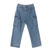 Trendy Men's Loose-fit Multi-pocket Wide-leg Jeans