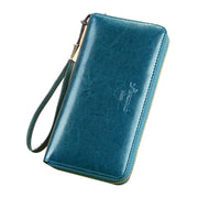 Women's Large Leather Zipper Wallet Clutch