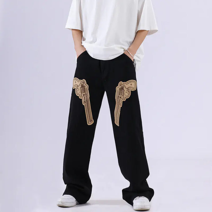 American Retro Black Hip Hop Pants