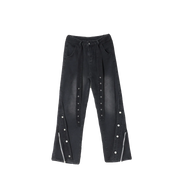Men's Vintage Loose High Jeans with Button Design