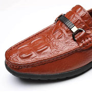 Men's Genuine Leather Loafers with Crocodile Pattern