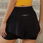 Women's Anti-Running Fake Two-Piece Fitness Shorts