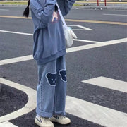 2023 Cute Hip Hop Bear High Waist Denim Baggy Pants