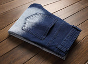 Men's Plus Size Stretch Motorcycle Patch Jeans
