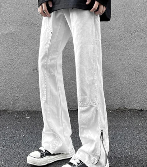 Vintage Loose Straight Fit Zip Jeans