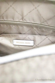 Michael Kors Travel Large Light Cream Signature PVC Top Zip Weekender Duffle Bag