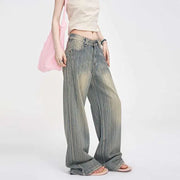 High-Waisted Striped Wide-Leg Jeans for Women